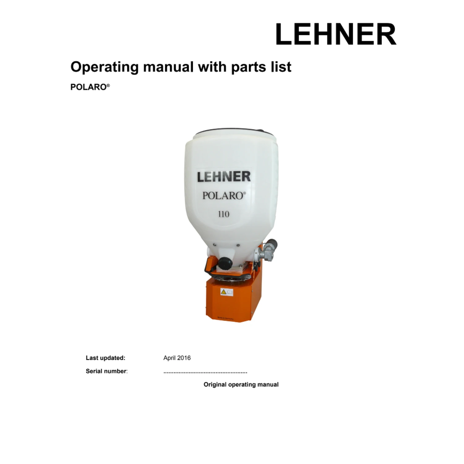 Instruction Manual and Spare Parts Lists 